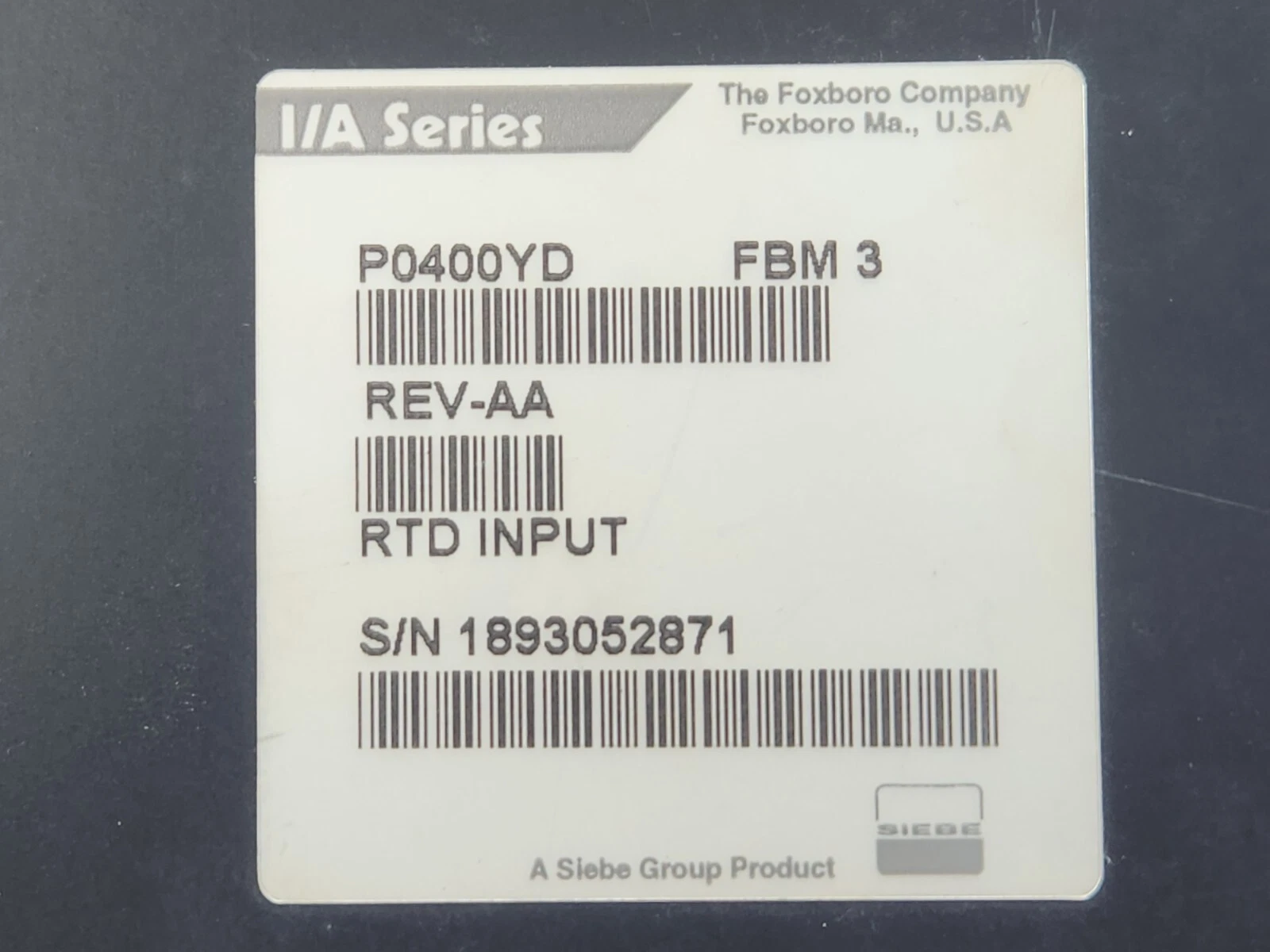 Foxboro P0400YD FBM3 I/A SERIES RTD INPUT MODULE REV-AA - sumsetintl